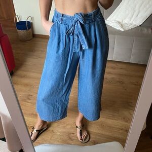PINK WOMAN Blue Chambray Culottes with Tie Waist 💙